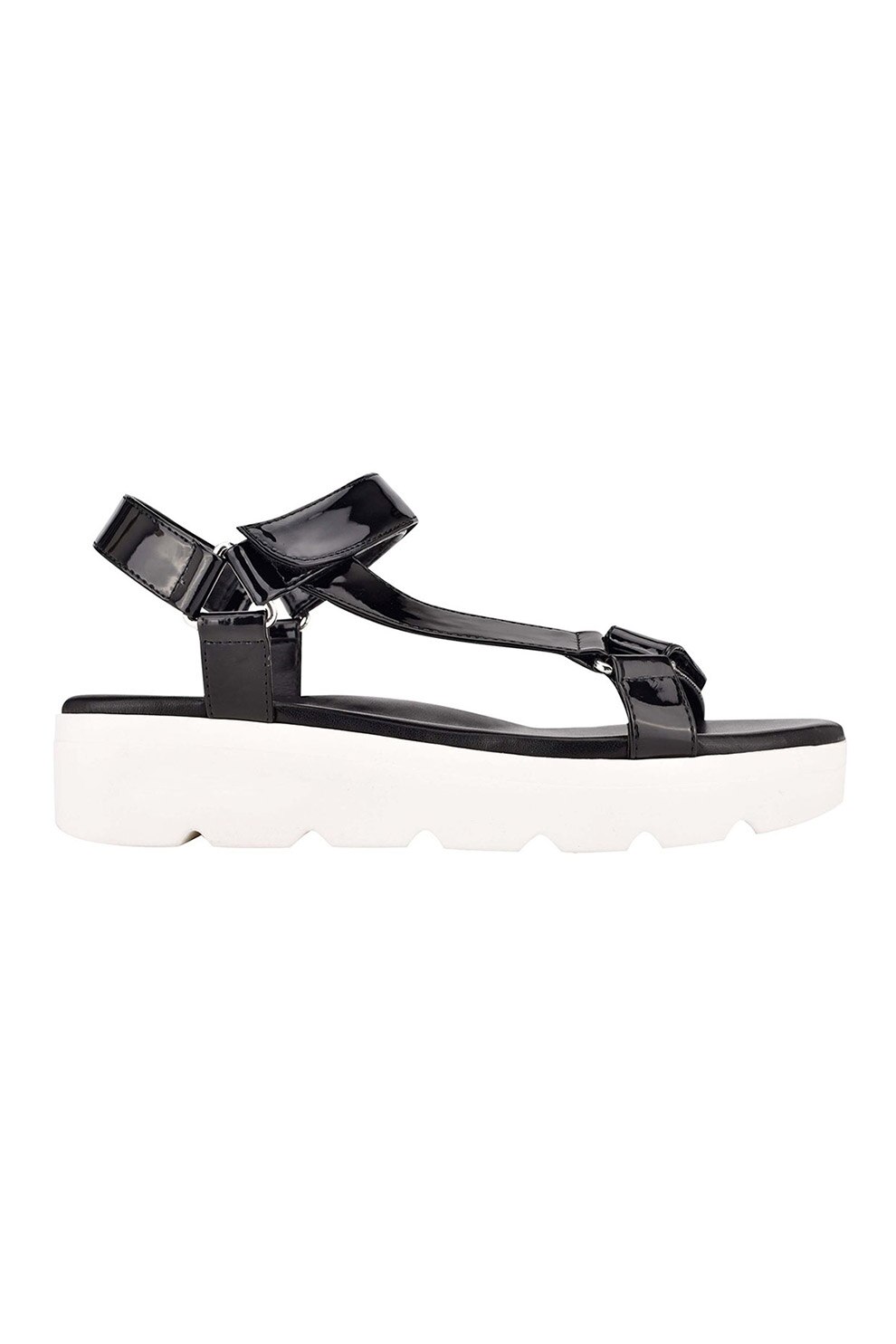 NINE WEST, Sandale de piele ecologica cu aspect lacuit Bringly