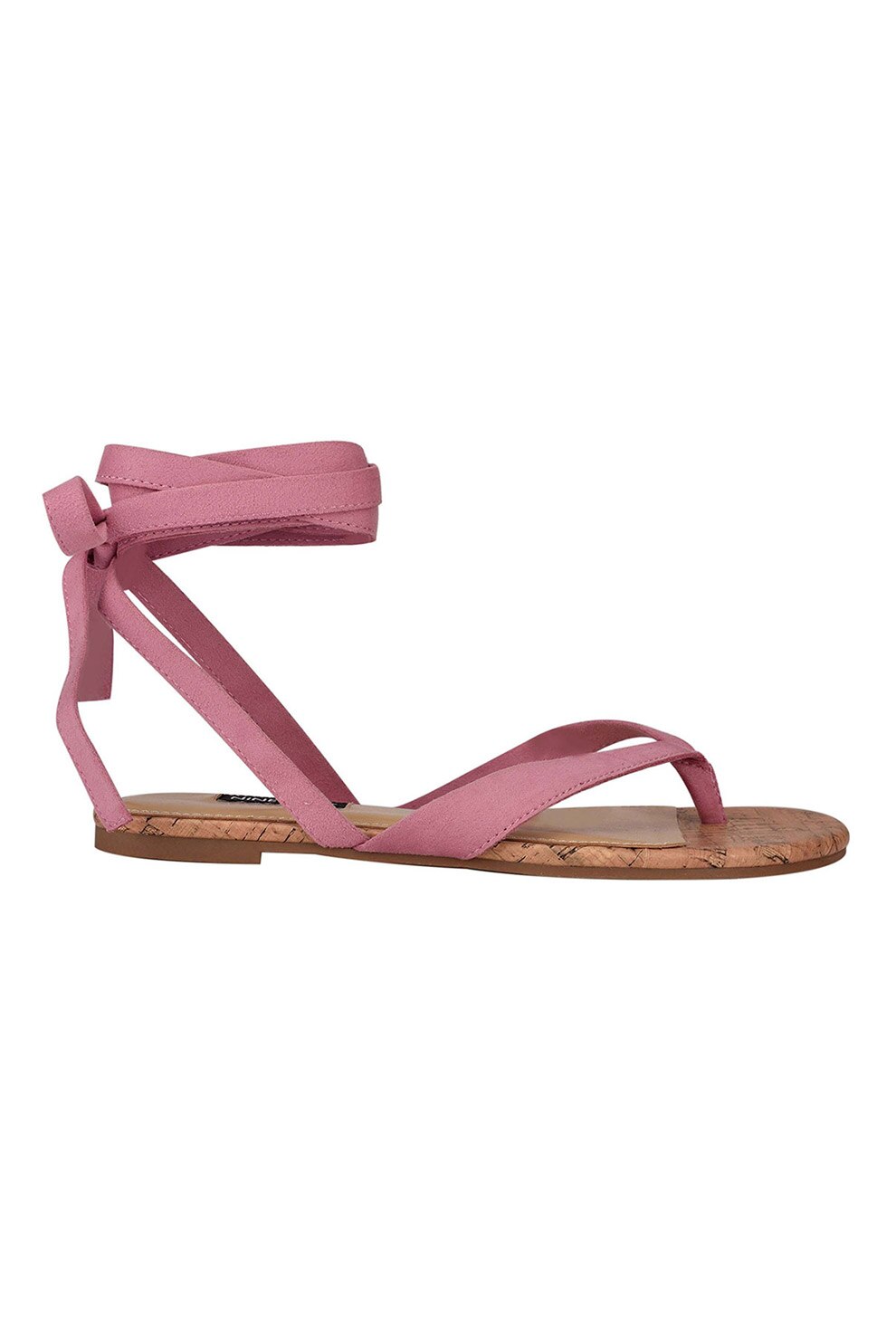 NINE WEST, Sandale infasurabile cu bareta separatoare Tiedup, Roz prafuit, 6.5