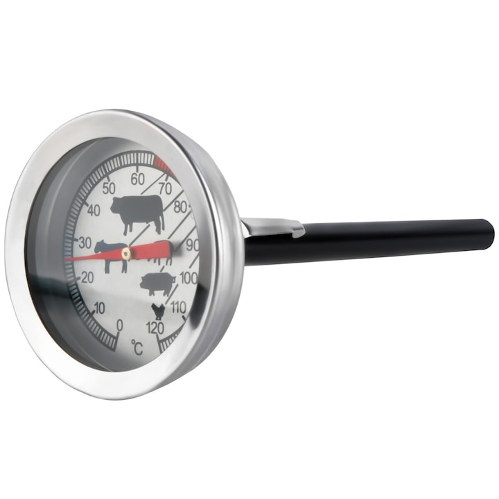 Термометър за храна Iso Trade, без живак, 0-120 ° C, 5.2x11см., неръждаема стомана, сив