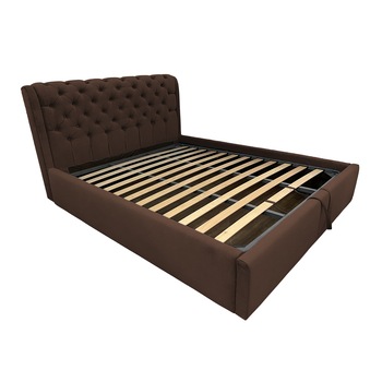 Pat tapitat Crystal Maro, MobAmbient, cu tablie Chesterfield din catifea, somiera metalica rabatabila, lada de depozitare, pentru saltea 160 x 200 cm Pat tapitat Crystal Maro, MobAmbient, cu tablie Chesterfield din catifea, somiera metalica rabatabila, lada de depozitare, pentru saltea 160 x 200 cm