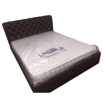 Pat tapitat Crystal Wenge, MobAmbient, cu tablie Chesterfield din piele ecologica, somiera metalica rabatabila, lada de depozitare, pentru saltea 160 x 200 cm Pat tapitat Crystal Wenge, MobAmbient, cu tablie Chesterfield din piele ecologica, somiera metalica rabatabila, lada de depozitare, pentru saltea 160 x 200 cm
