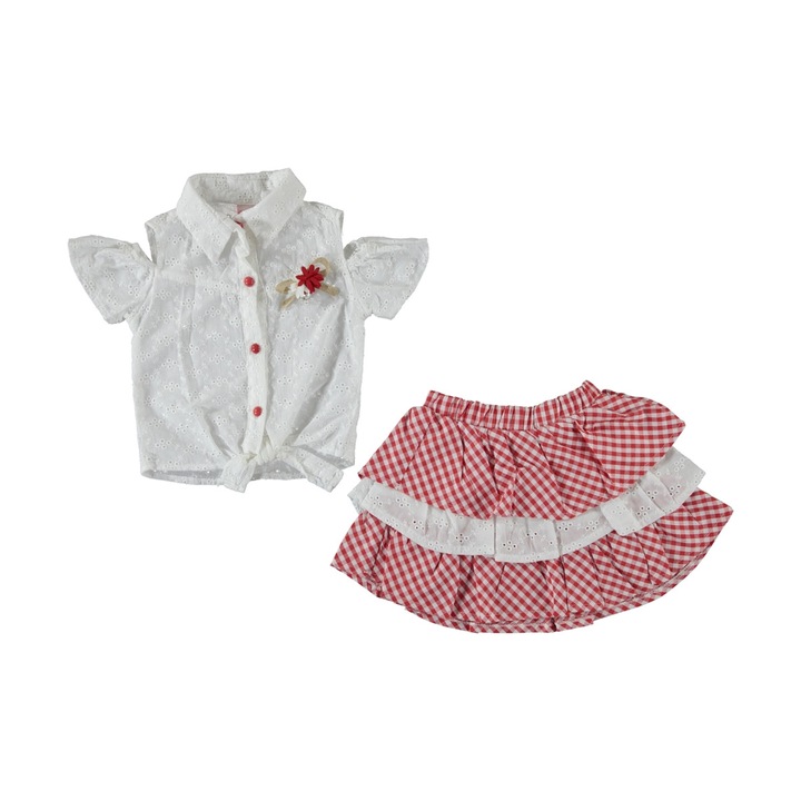 Елегантен комплект за момичета, Anglaise, OEM, Червен/Бял