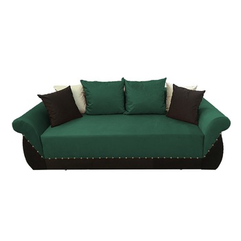 Canapea extensibila Royal, MobAmbient, Verde inchis, material textil, extensie 150 cm din plasa de arcuri tip relaxa, lada de depozitare, 2 perne mari si 4 perne mici incluse, 240 x 150 cm Canapea extensibila Royal, MobAmbient, Verde inchis, material textil, extensie 150 cm din plasa de arcuri tip relaxa, lada de depozitare, 2 perne mari si 4 perne mici incluse, 240 x 150 cm