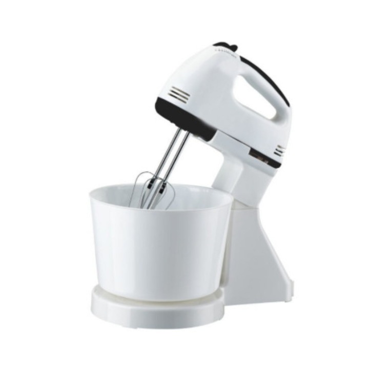 Mixer Multifunctional cu Bol KlaussTech, Putere 200W, 7 trepte de viteza, Accesorii cu Invelis Metalic , Motor din Cupru, Compact si Ergonomic, Culoare Alb/Negru