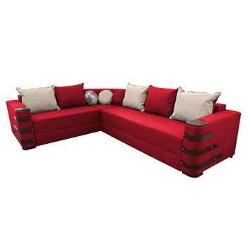 Coltar extensibil Diamond, MobAmbient, Rosu, stofa, extensie 140 cm din plasa de arcuri tip relaxa, 1 lada de depozitare, 5 perne mari si 3 perne mici din stofa incluse, 300 x 235 cm Coltar extensibil Diamond, MobAmbient, Rosu, stofa, extensie 140 cm din plasa de arcuri tip relaxa, 1 lada de depozitare, 5 perne mari si 3 perne mici din stofa incluse, 300 x 235 cm