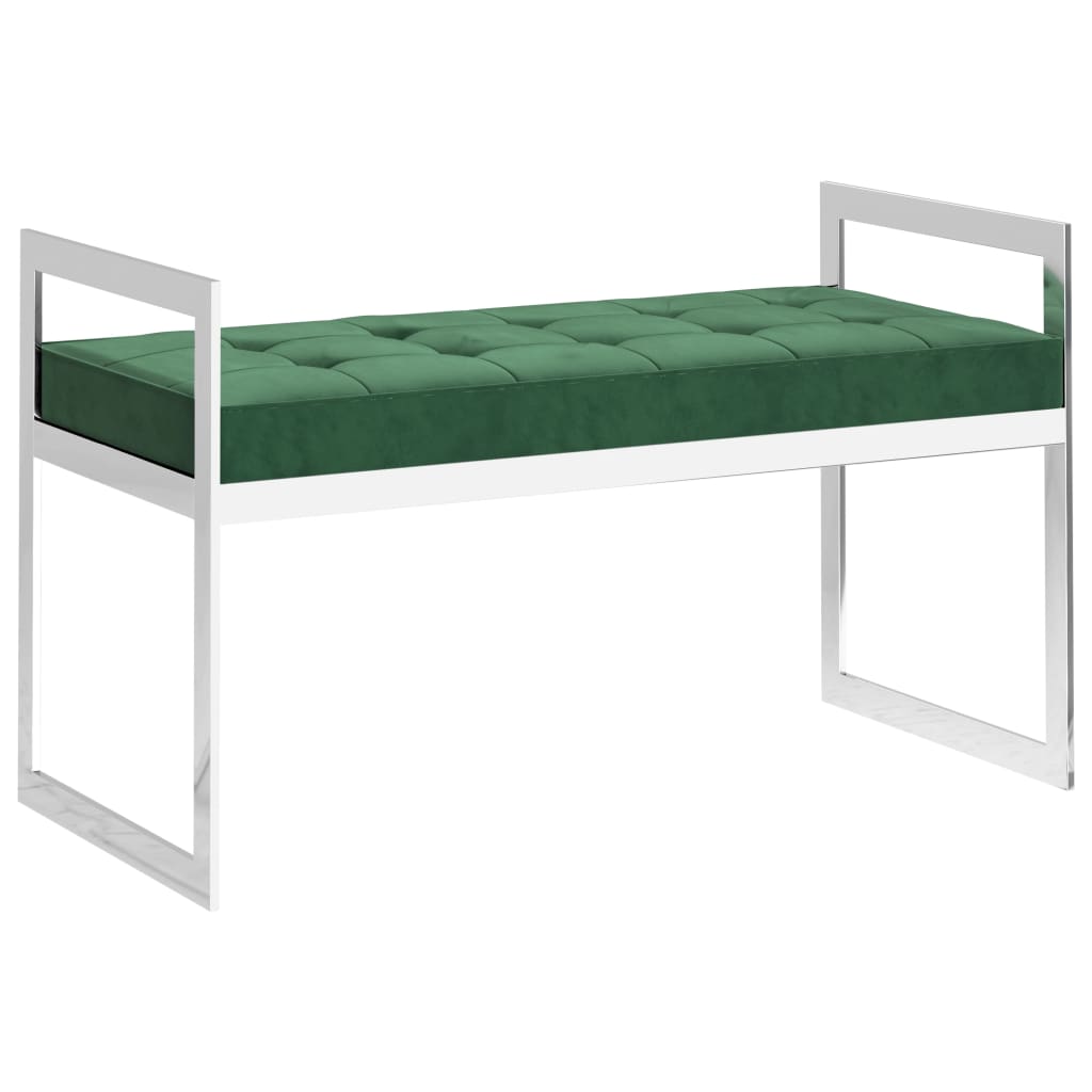 Banca de hol tapitata cu cotiere vidaXL, Catifea, 97 x 44 x 46 cm, Verde