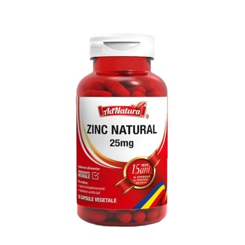 Supliment alimentar Zinc natural 25 mg, 30 capsule Supliment alimentar Zinc natural 25 mg, 30 capsule