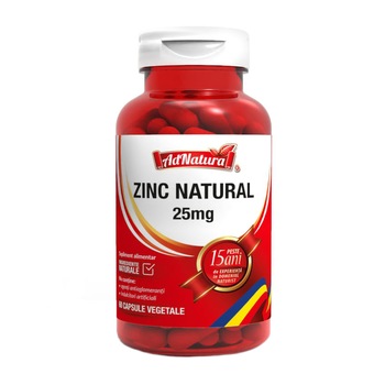 Supliment alimentar Zinc natural 25 mg, 90 capsule Supliment alimentar Zinc natural 25 mg, 90 capsule