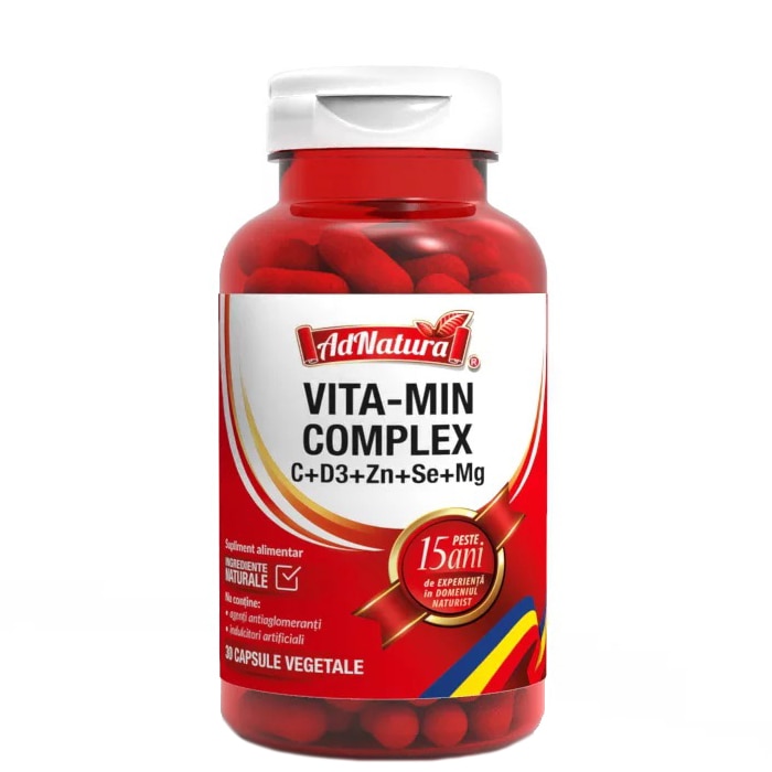 Supliment alimentar Vita-min complex C+D3+Zn+Se+Mg, 30 capsule