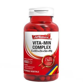 Supliment alimentar Vita-min complex C+D3+Zn+Se+Mg, 30 capsule Supliment alimentar Vita-min complex C+D3+Zn+Se+Mg, 30 capsule