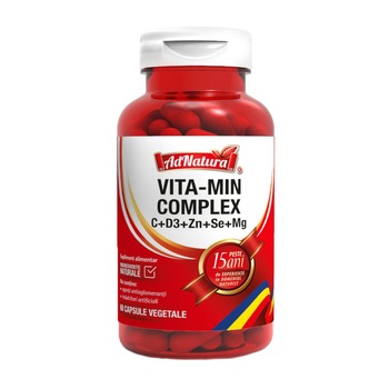 Supliment alimentar Vita-min complex C+D3+Zn+Se+Mg, 60 capsule Supliment alimentar Vita-min complex C+D3+Zn+Se+Mg, 60 capsule