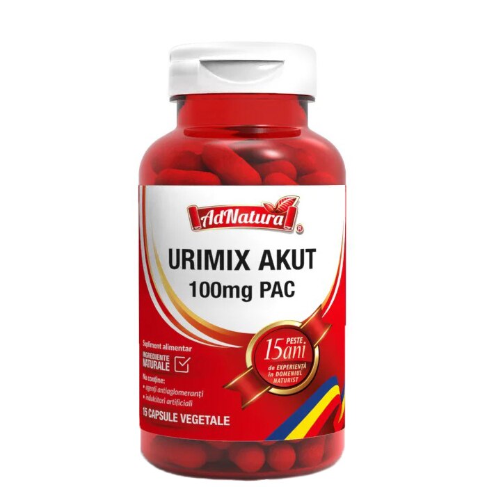 Supliment alimentar Urimix Akut 100mg, 15 capsule