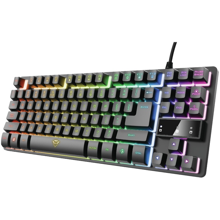 Клавиатура Gaming Trust GXT 833 Thado TKL, Подсветка rainbow, Black