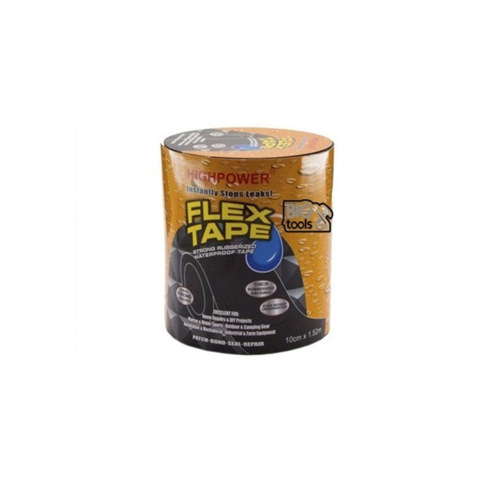 Banda idealStore Rezistenta la Apa, Super Adeziva Flex Tape, 10cm x 1,5m