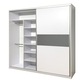 Dressing cu usi culisante, Alb / Gri, H230 x L230 x A60 cm PAL 18 mm Sistem culisare Hafele premium