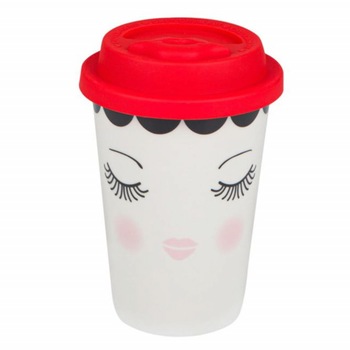 Cana ceramica Pufo Beautiful pentru cafea sau ceai cu capac din silicon, 475 ml Cana ceramica Pufo Beautiful pentru cafea sau ceai cu capac din silicon, 475 ml