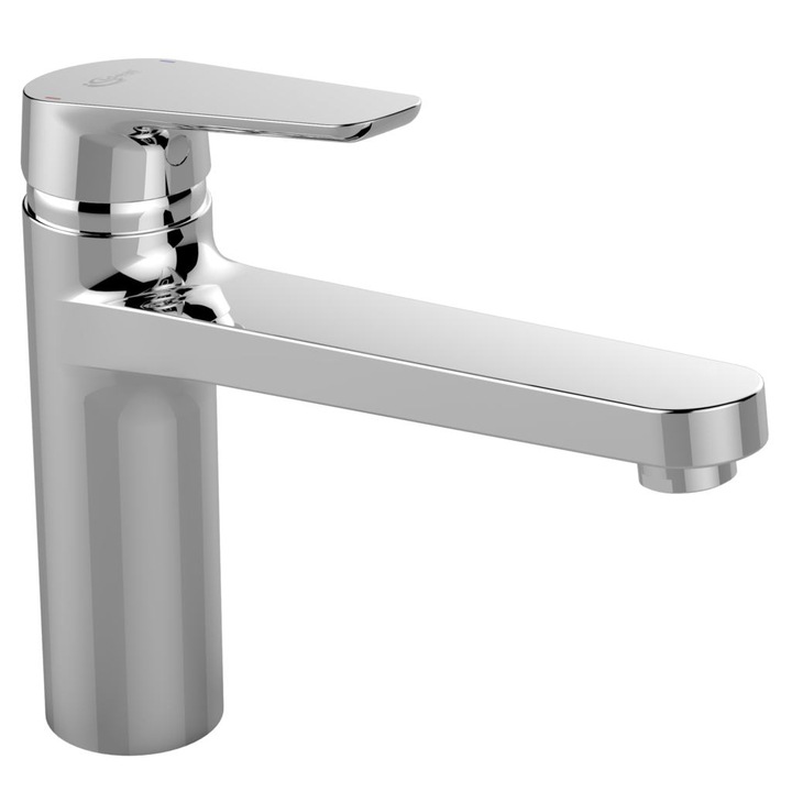 Смесител Ideal Standard, Ceraplan III, стоящ за кухня, за монтаж под прозорец, 35 mm керамичен затварящ механизъм, ограничител на топла вода, въртене на 360°, месингово лято тяло с чучур
