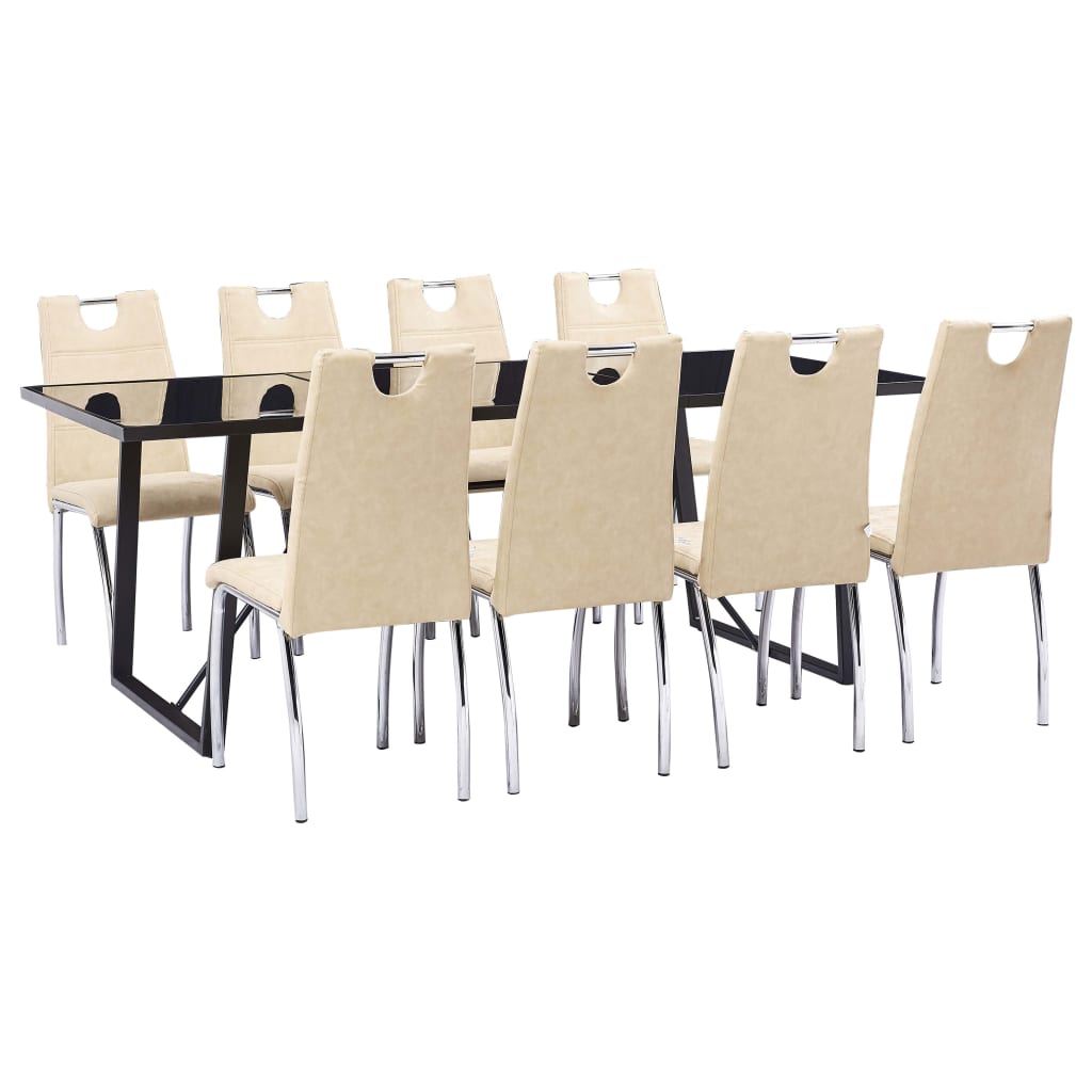 Set mobilier de bucatarie vidaXL, Piele artificiala,. Crem