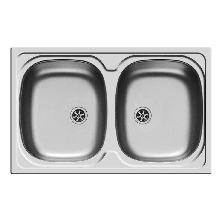 Chiuveta bucatarie Pyramis SPARTA, 790x500mm, doua cuve egale, adancime 150mm, montare pe blat, finisaj lucios