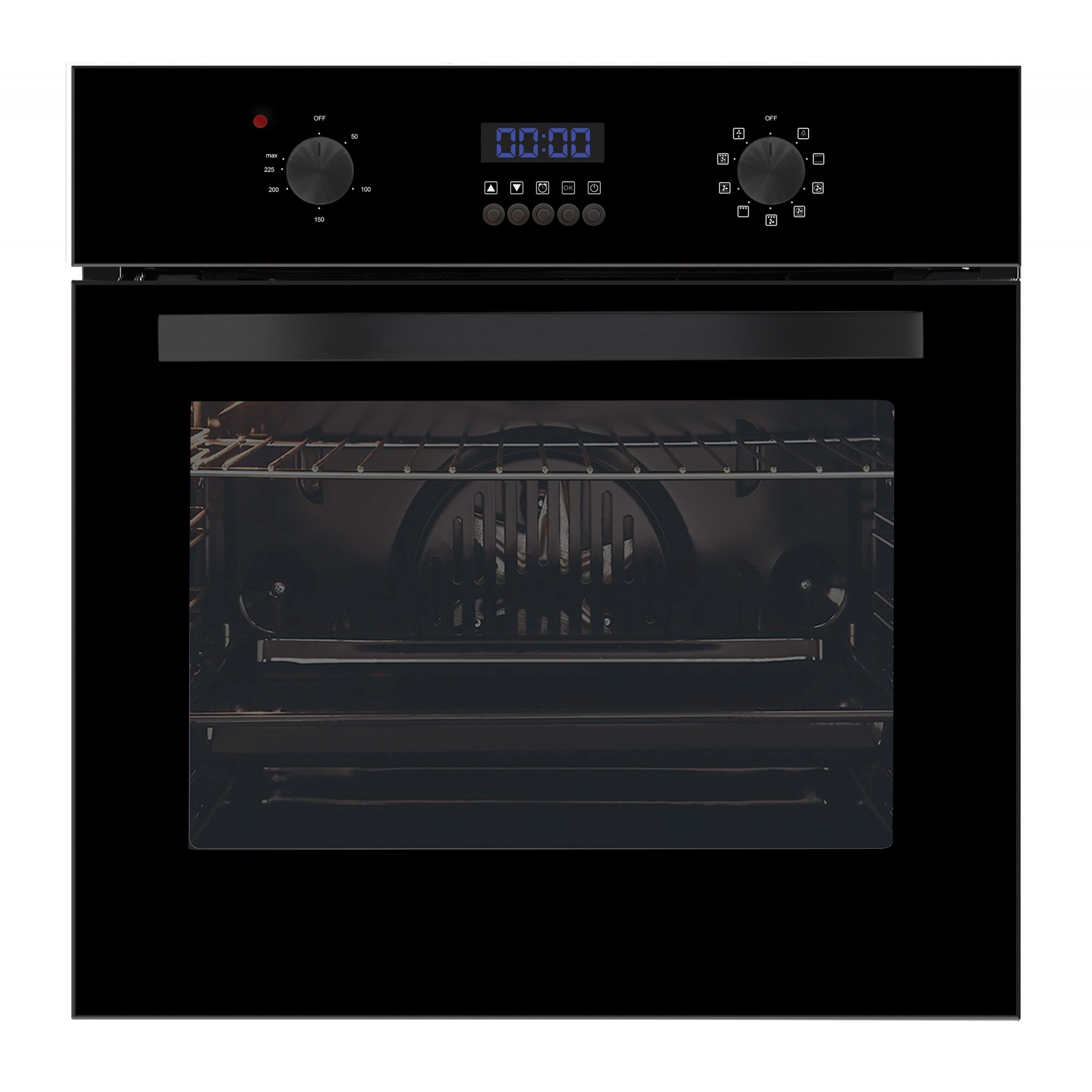Cuptor eletric incorporabil Pyramis Elegant 60IN 6083, 9 functii, Clasa A, Sticla neagra