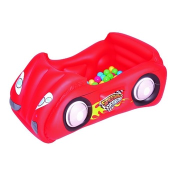 Spatiu de joaca BestWay, Masinuta de curse gonflabila, cu 50 de bile, rosie Spatiu de joaca BestWay, Masinuta de curse gonflabila, cu 50 de bile, rosie