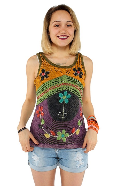 Maiou din bumbac, handmade in Nepal - SPIC, Multicolor, L
