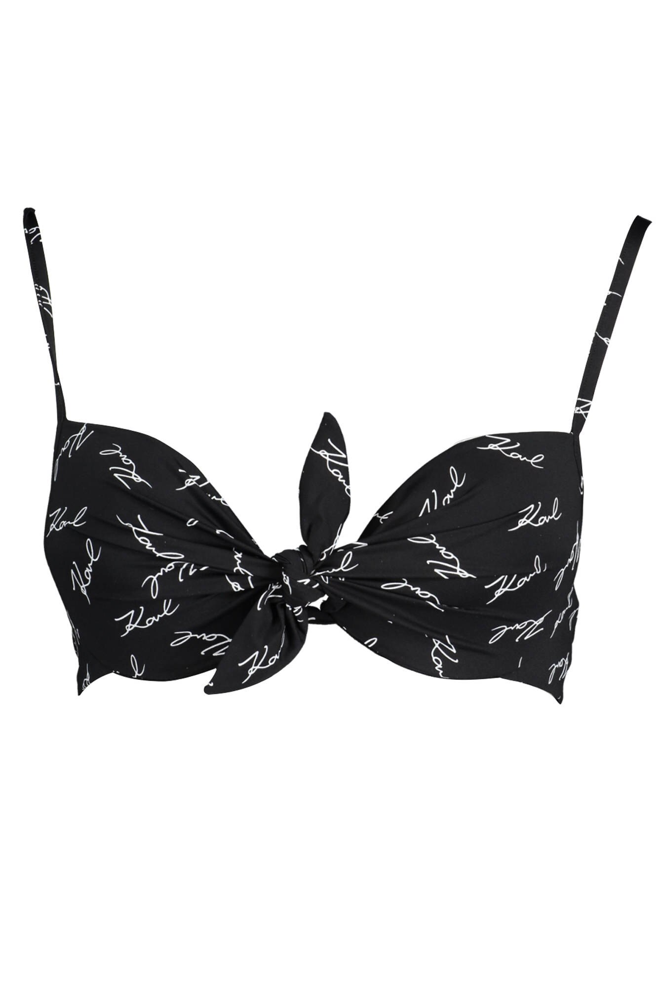 Sutien de baie cu imprimeu logo, Karl Lagerfeld, Negru