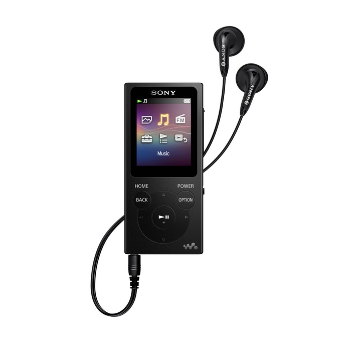 MP4 player SONY Walkman NW-E394LB, 8GB, Casti incluse, Negru
