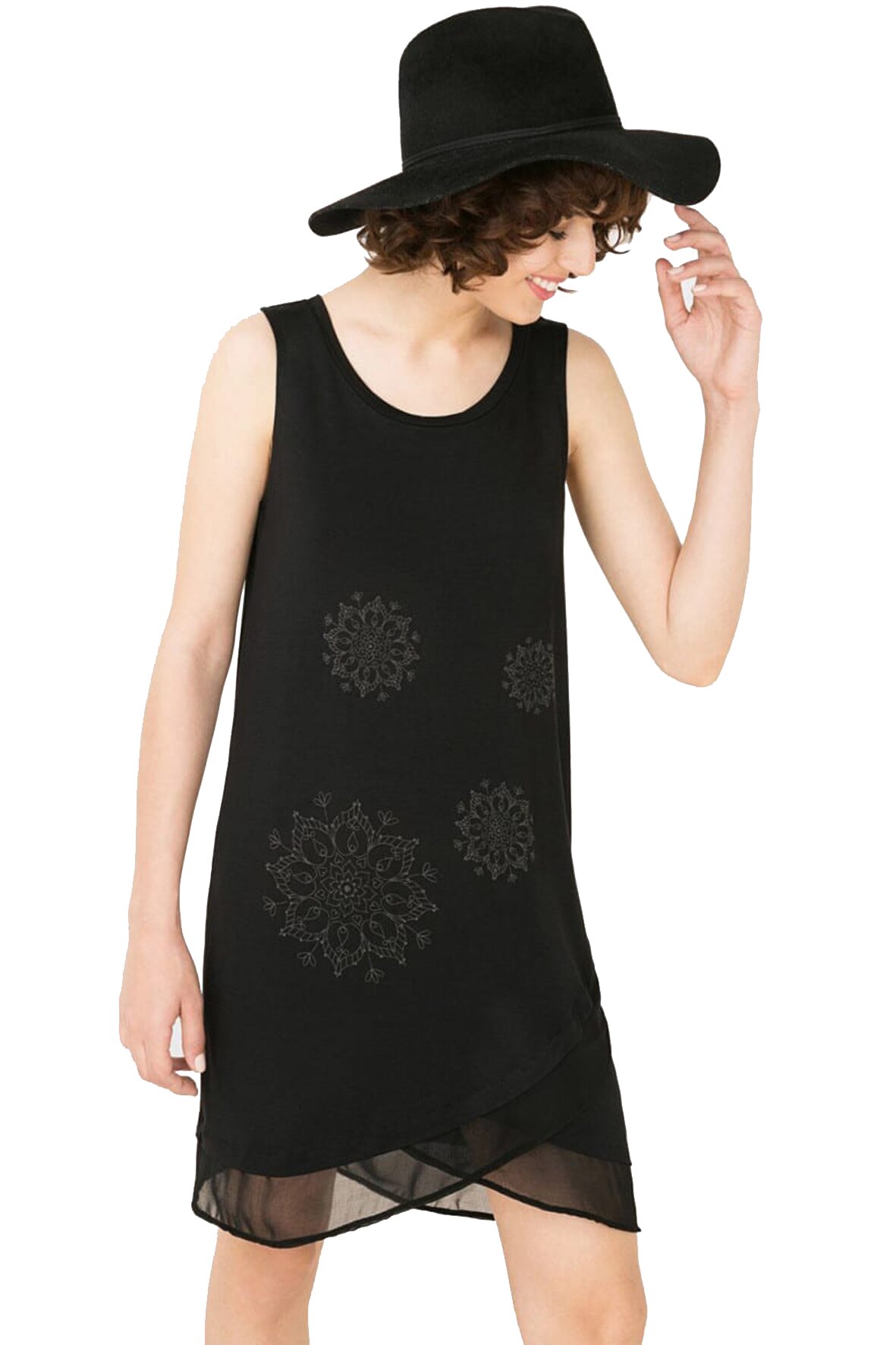 Rochie dama cu decolteu rotund, Desigual , Negru , M