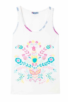 Top pijama dama cu imprimeu floral , Desigual ,Multicolor, S Top pijama dama cu imprimeu floral , Desigual ,Multicolor, S