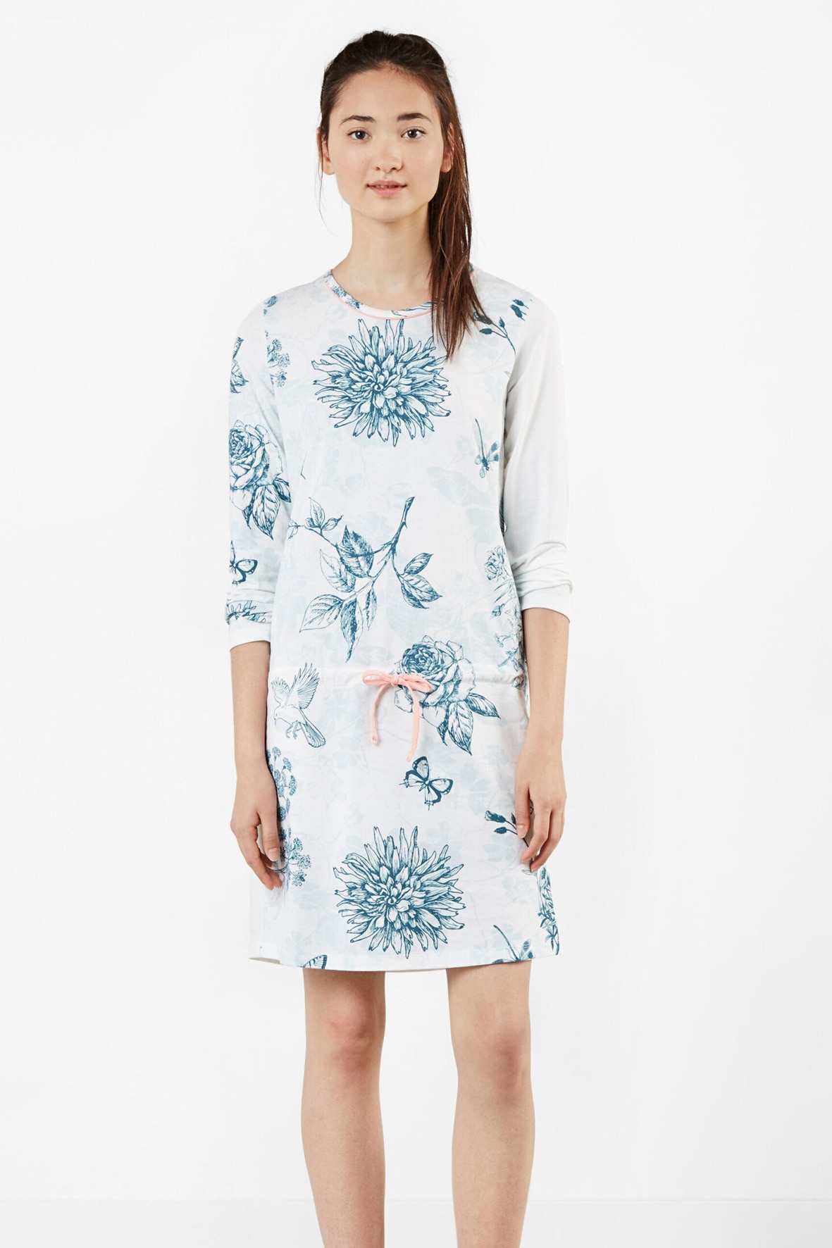 Camasa de noapte cu imprimeu floral , Desigual , Alb, L