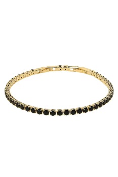 Bratara tip tennis, Fashion Jewelry, placata cu aur, decorat cu cristale zirconia, auriu/negru, 17-19 cm Bratara tip tennis, Fashion Jewelry, placata cu aur, decorat cu cristale zirconia, auriu/negru, 17-19 cm