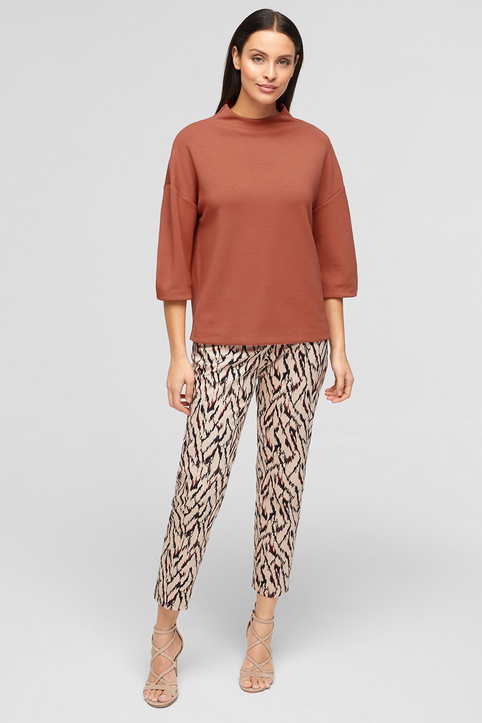 s.Oliver, Bluza din amestec de modal cu maneci cazute, Maro