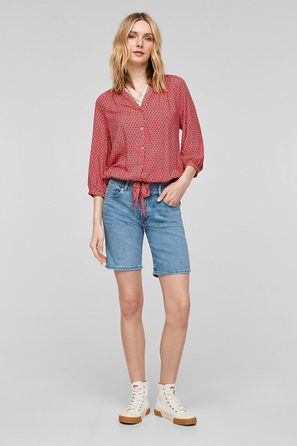 s.Oliver, Bermude slim fit de denim, Albastru