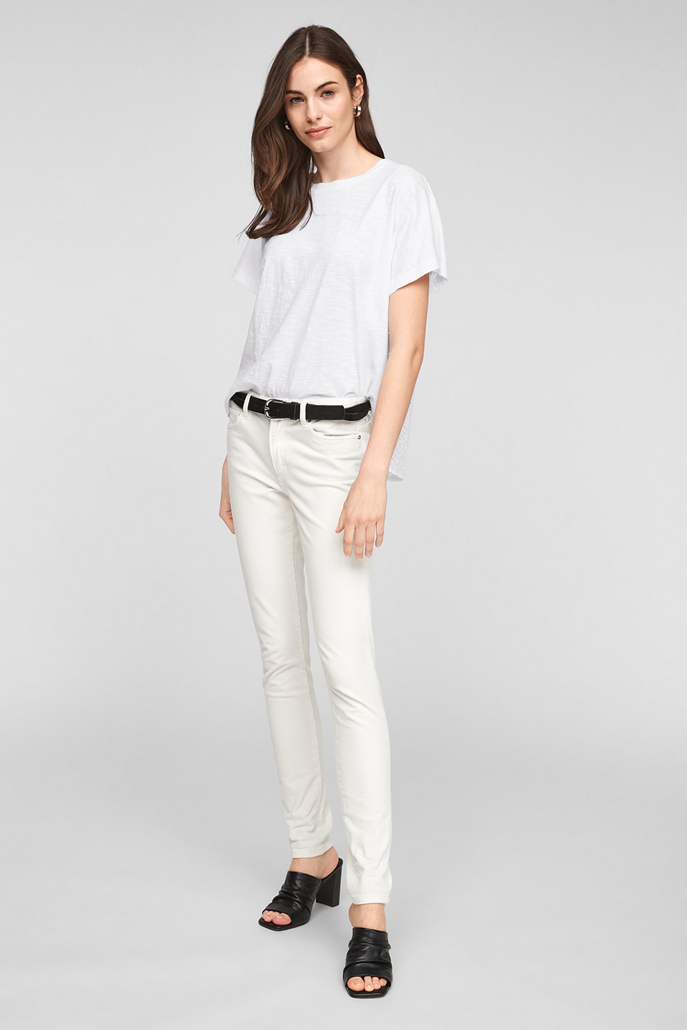 s.Oliver, Tricou cu perforatii pe partea din spate, Alb