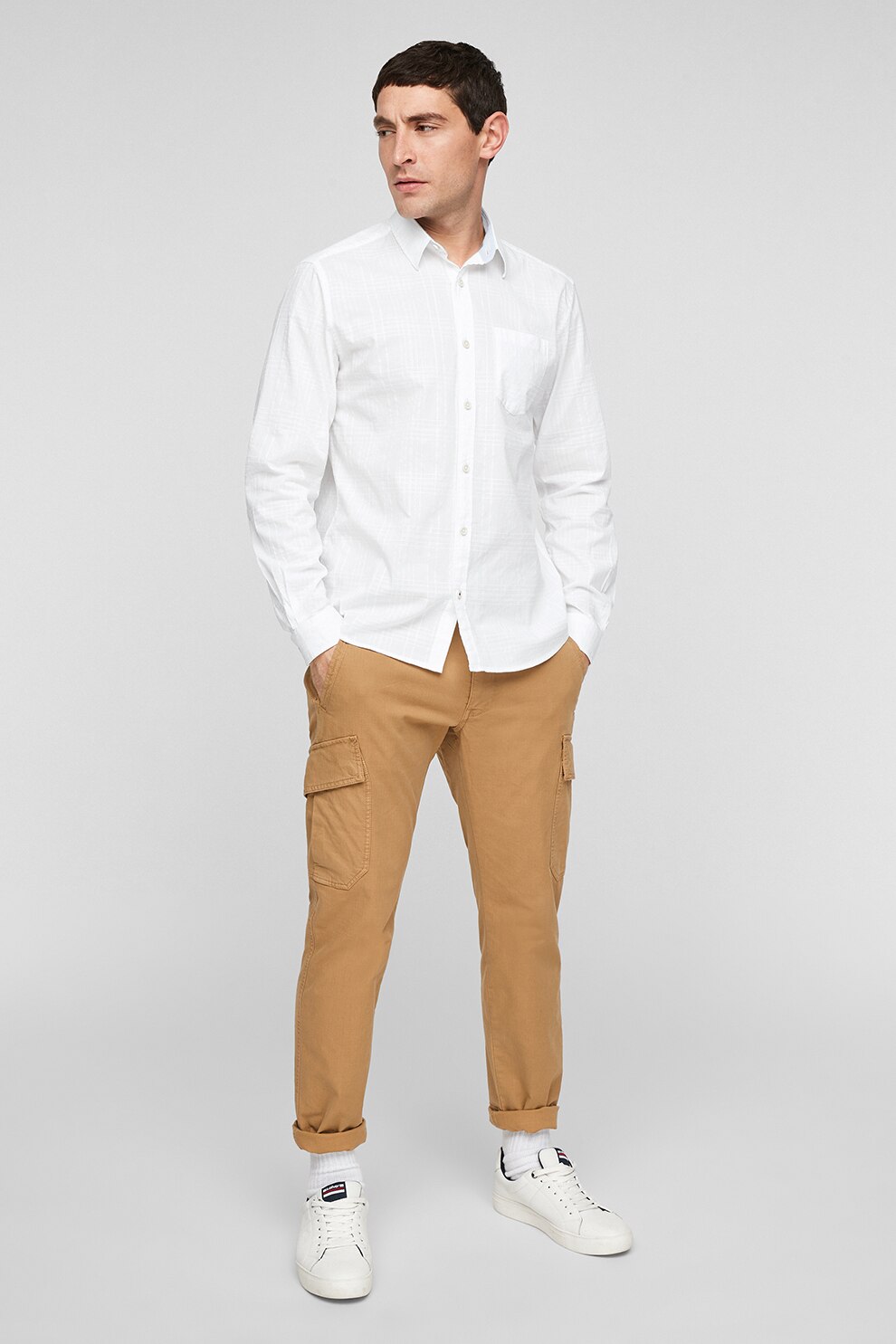 s.Oliver, Camasa regular fit cu buzunar pe piept, Alb