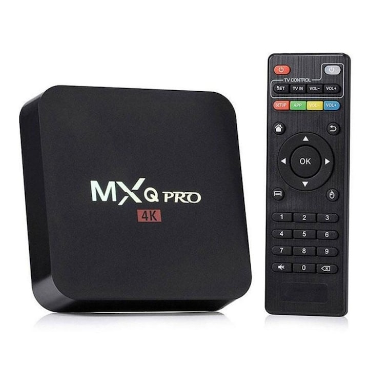 Комплект Tv Box MXQ PRO, 4K, Android 8.1, Черен