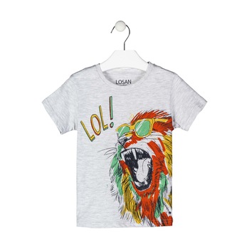 Tricou maneca scurta, Gri, Print Leu Tricou maneca scurta, Gri, Print Leu