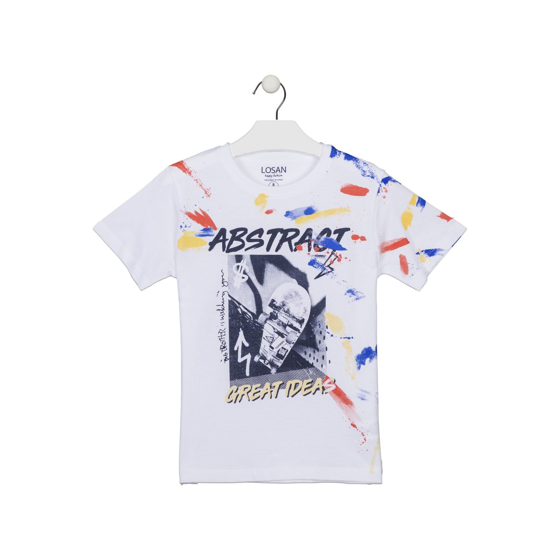 Tricou maneca scurta, Alb ,Abstract