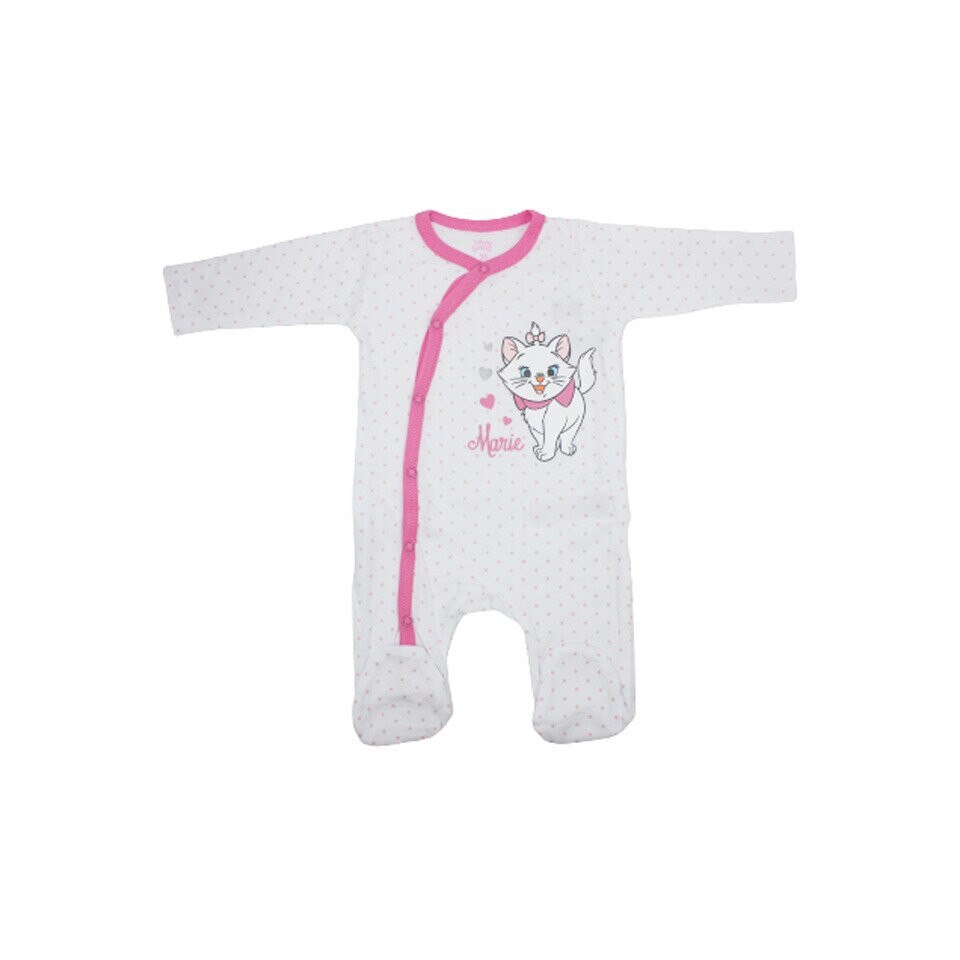 Salopeta bebe, Marie, alba cu buline roz 80 cm