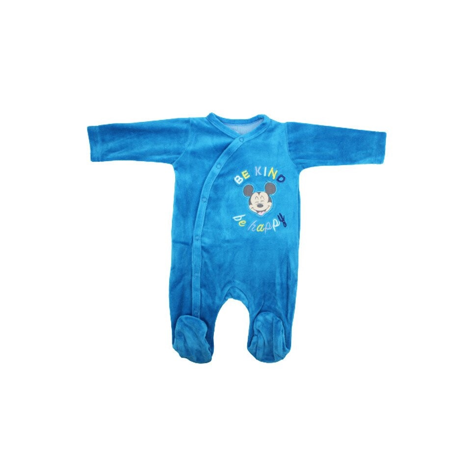 Salopeta velur, Mickey be happy, albastra 68 cm