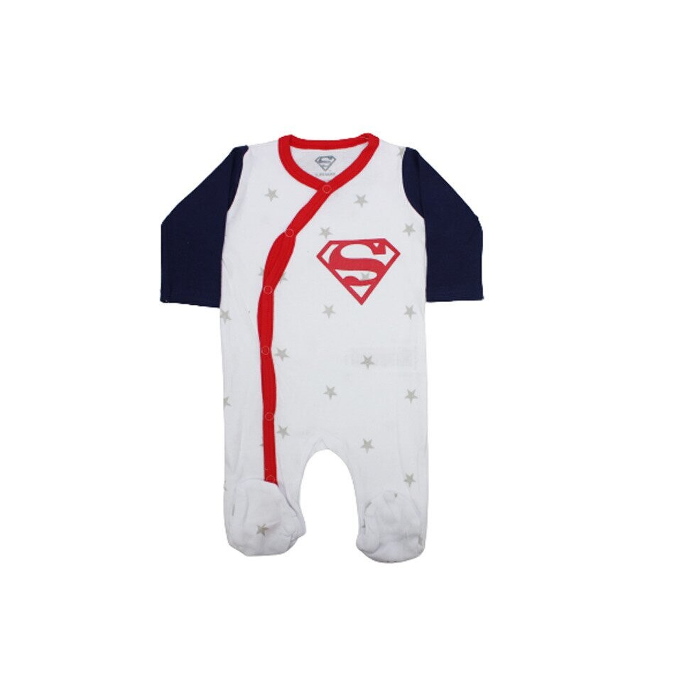 Salopeta bebe, Superman, alba cu stelute 92 cm