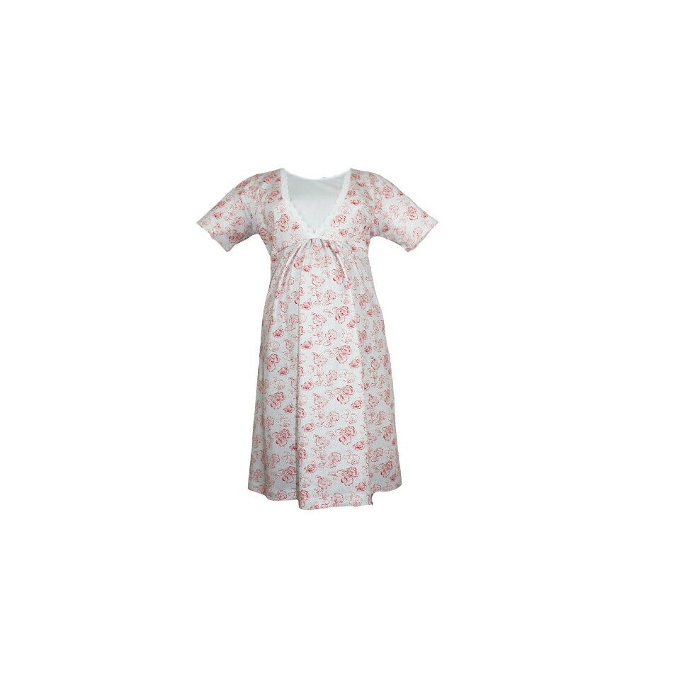 Camasa pentru alaptat, bumbac, alba cu floricele rosii, Multicolor