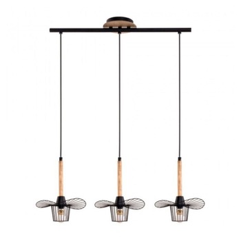 Lustra Liightex Holla negru, 710RL0310027, 3 becuri cu dulie E27, culoare neagra si natur Lustra Liightex Holla negru, 710RL0310027, 3 becuri cu dulie E27, culoare neagra si natur