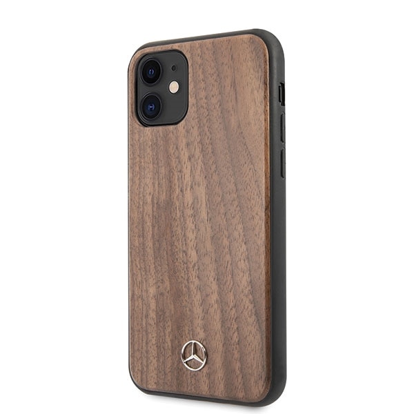 Husa de protectie Mercedes din lemn culoare maro deschis pentru IPhone 11