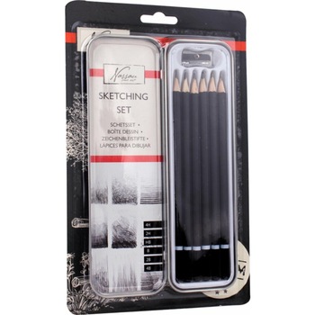 Set 6 creioane grafit diverse tarii Nassau Fine Art in cutie metalica Set 6 creioane grafit diverse tarii Nassau Fine Art in cutie metalica