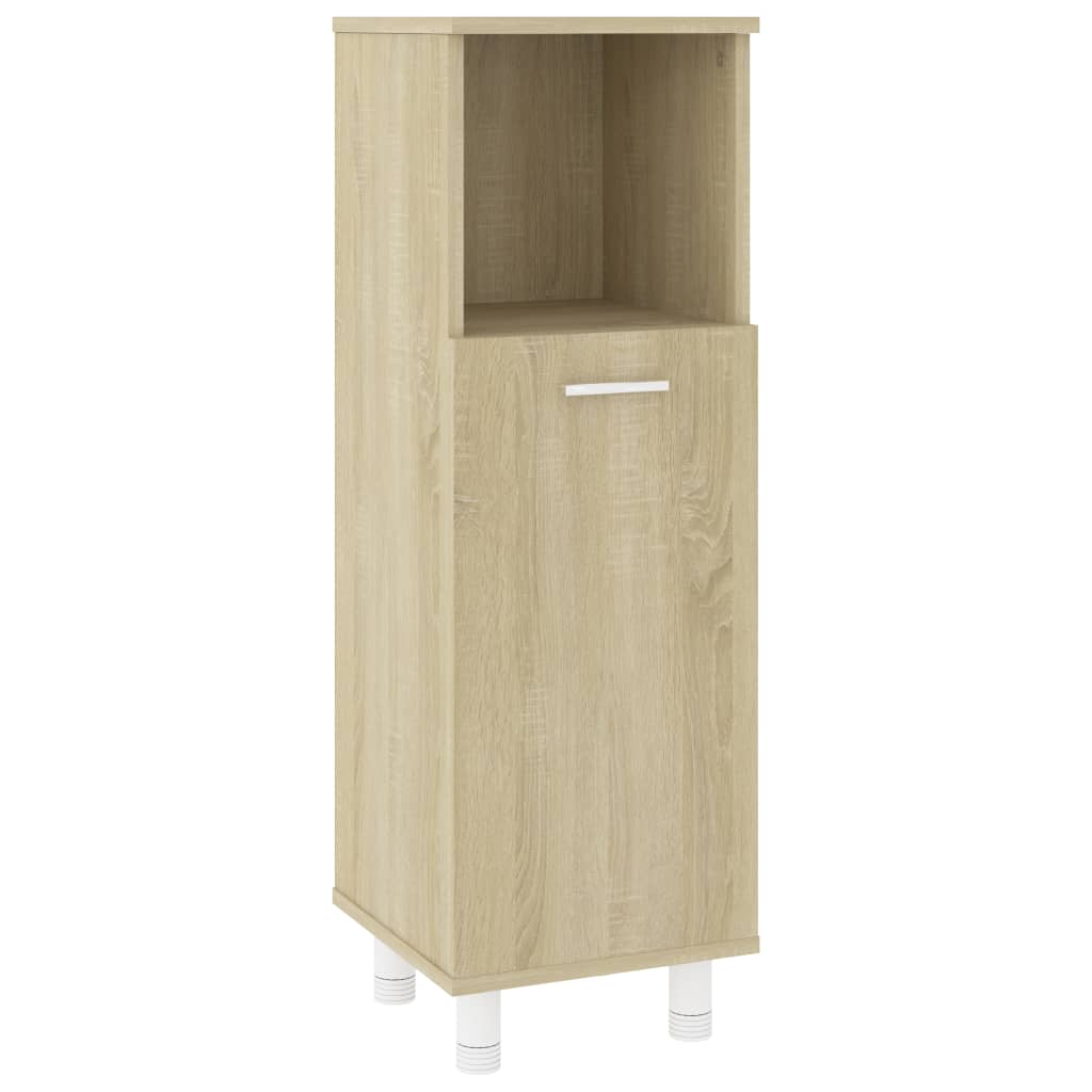 Dulap de baie, picioare metalice, vidaXL, PAL, 30 x 30 x 95 cm, Maro Stejar Sonoma