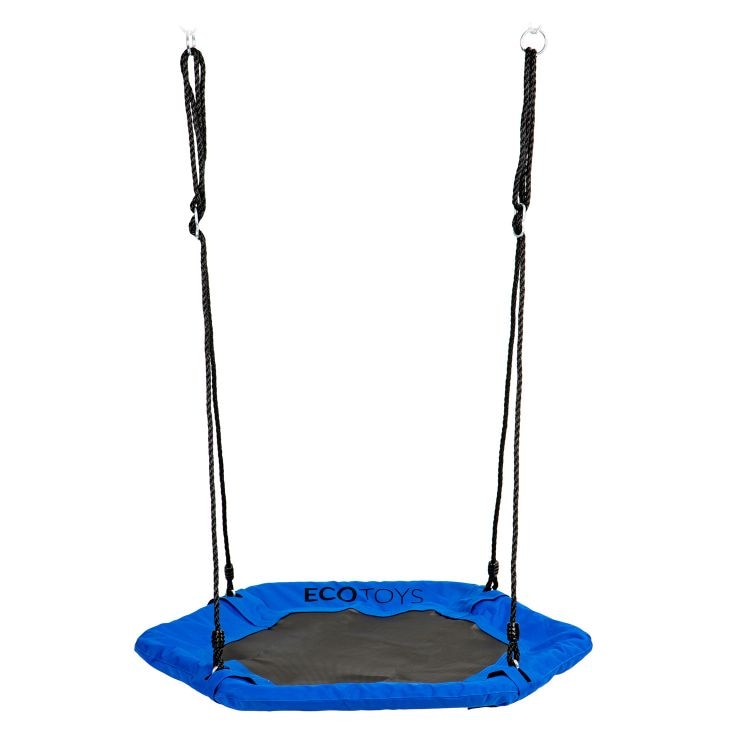 Leagan tip cuib cu plasa, cadru metalic, rezistent la conditiile meteorologice, diametru 95 cm, sarcina maxima 100 kg, albastru