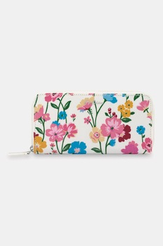 Cath Kidston, Portofel cu fermoar si imprimeu floral, Alb/Roz/Albastru Cath Kidston, Portofel cu fermoar si imprimeu floral, Alb/Roz/Albastru