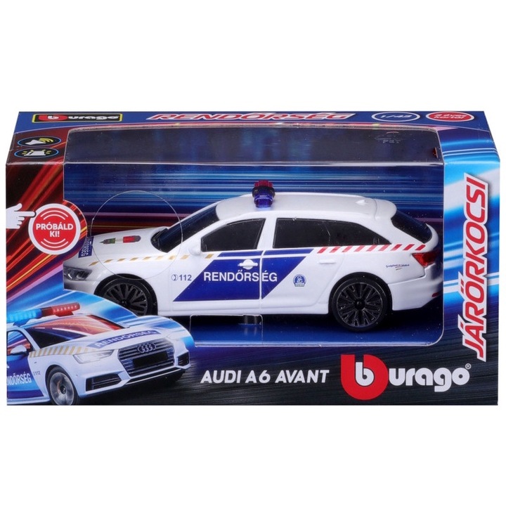 Bburago 1 /43 Audi A6 szirénázó magyar rendőrautó